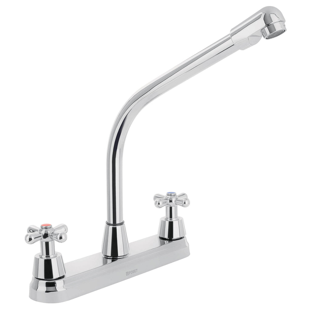 Foset AQF-89 Mezcladora inox 8' p/fregadero, cuello cobra, cruceta, Aqua