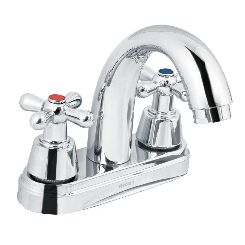 Foset AQM-51 Mezcladora p/lavabo,manerales cruceta,cuello alto,cromo,Aqua - Ferrenacional