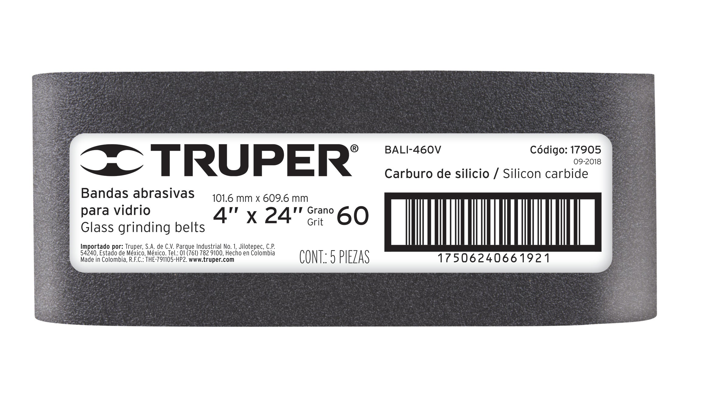 Truper BALI-460V Banda de lija para vidrio 4 X 24' grano 60 - Ferrenacional