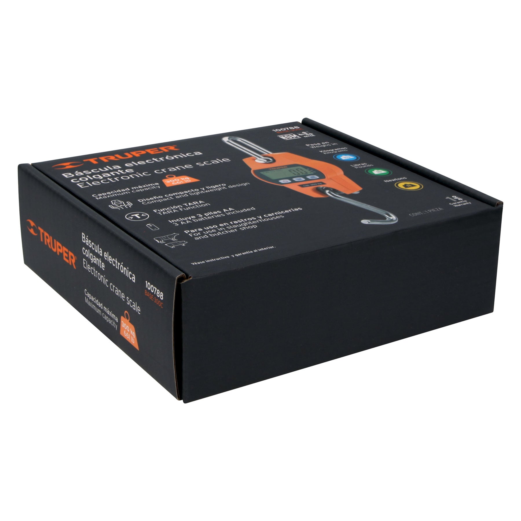 Truper BASE-300C Báscula capacidad 300 kg electrónica colgante