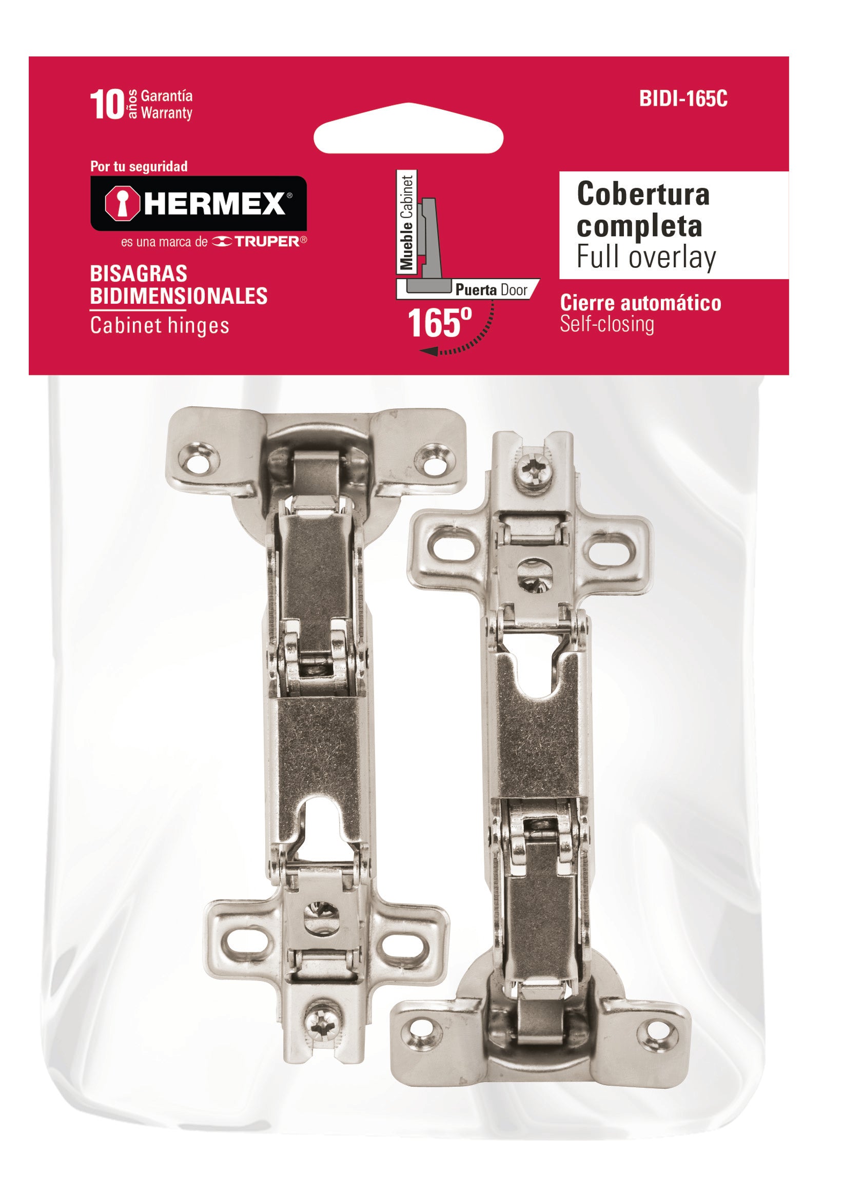 Hermex BIDI-165C Bisagras bidimensional, 165º, bolsa 2 piezas - Ferrenacional
