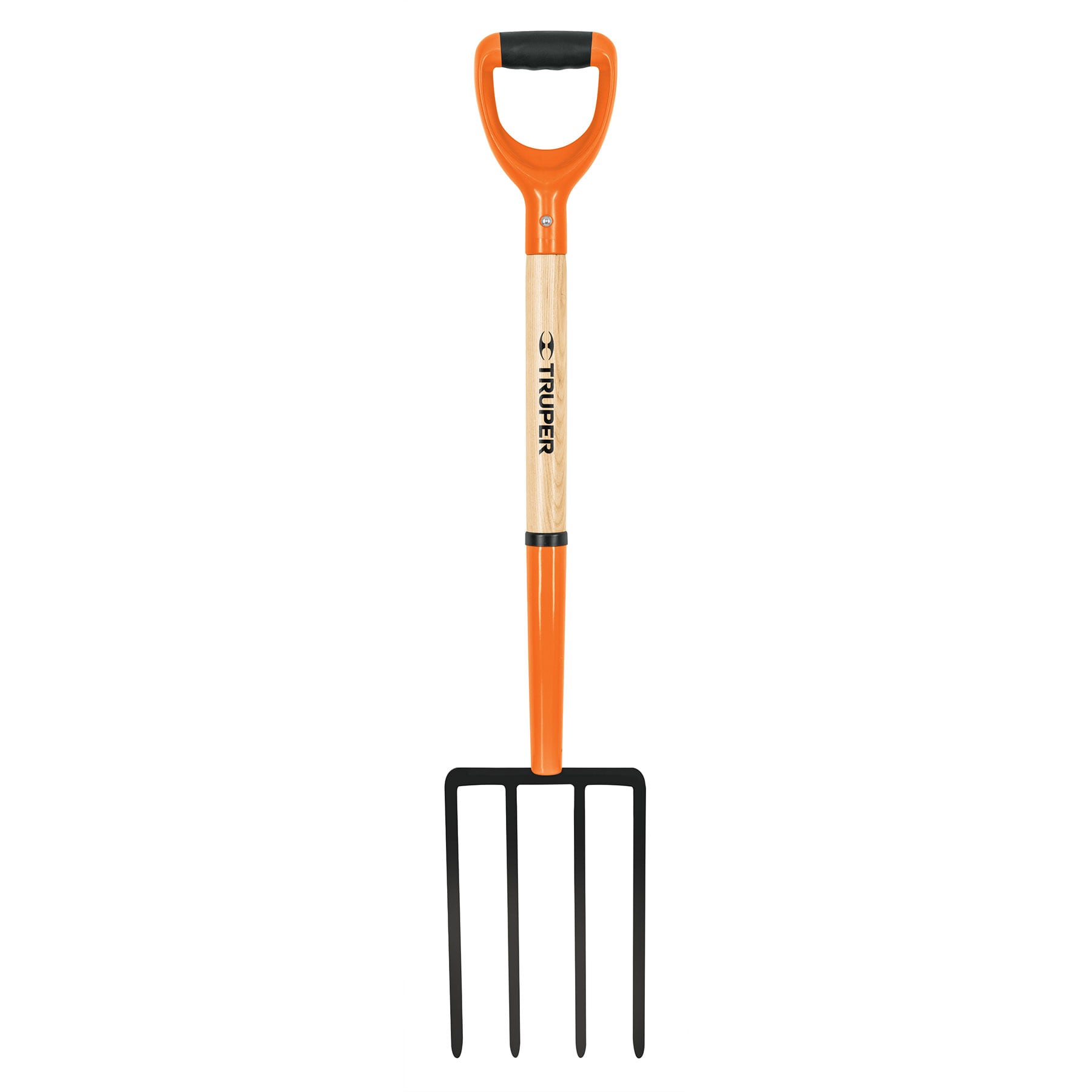 Truper BJ-4PC Bieldo T-2000 para jardín, 4 dientes cuadrados, mgo 28'