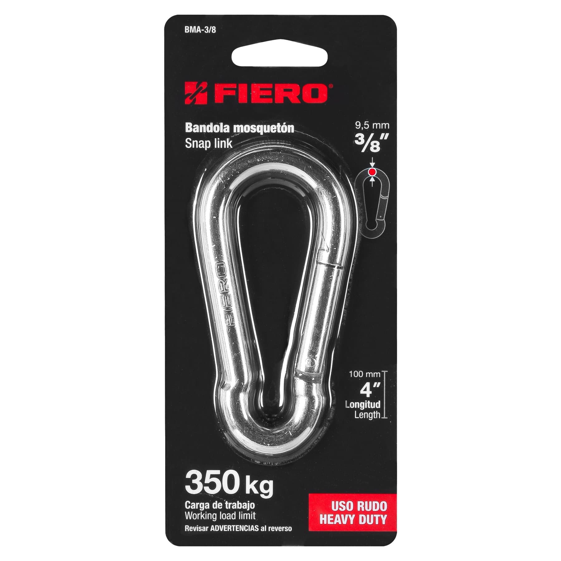 Fiero BMA-3/8 Bandola mosquetón de acero 3/8'