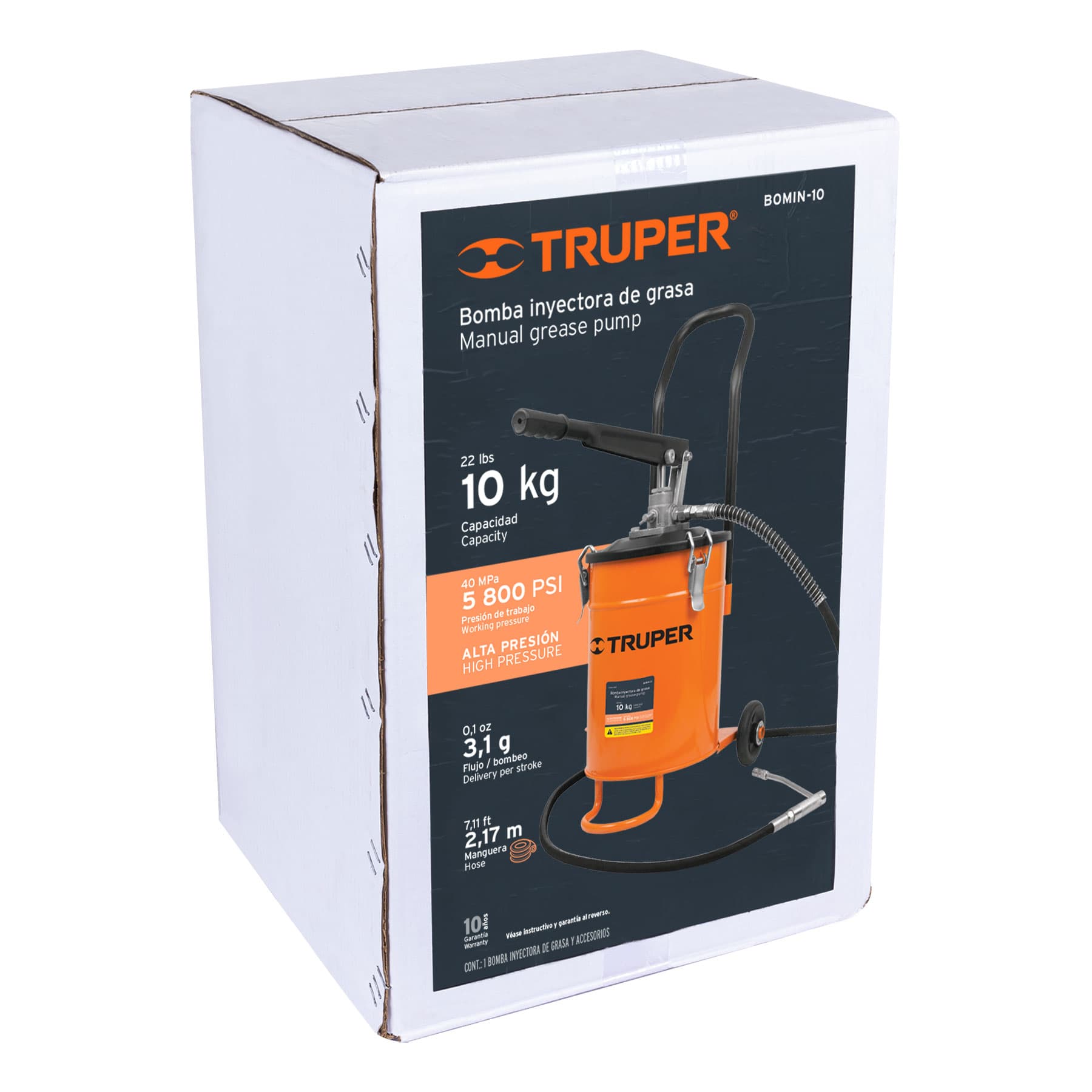 Truper BOMIN-10 Bomba inyectora de grasa, 10 kg