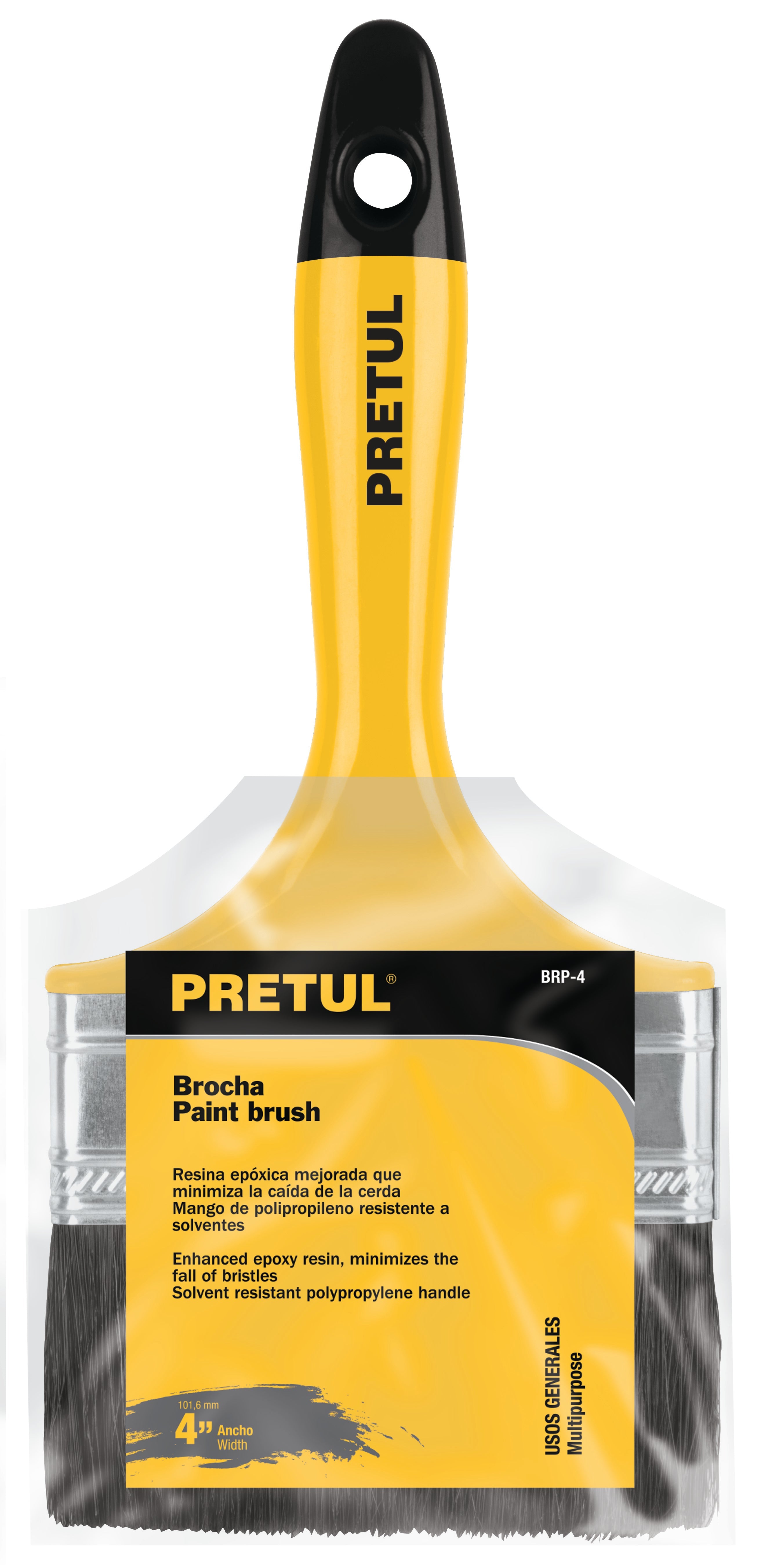 Pretul BRP-4 Brocha uso general, mango de plástico, 4', Pretul