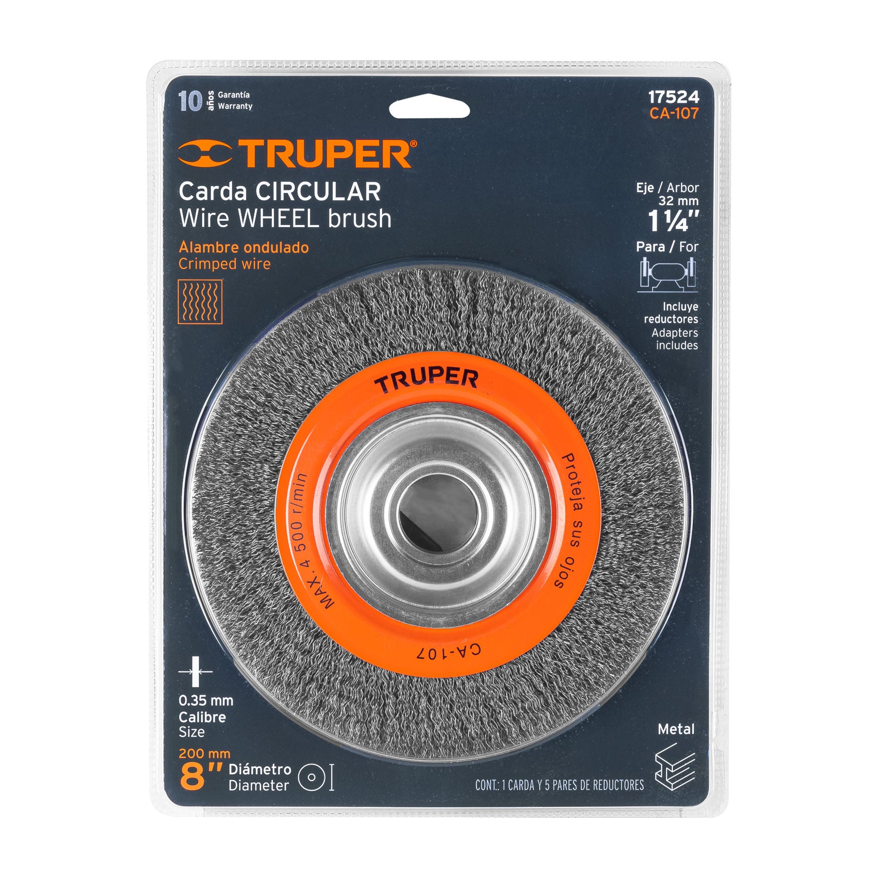 Truper CA-107 Carda alambre ondulado 8' x 3/4' para esmeril