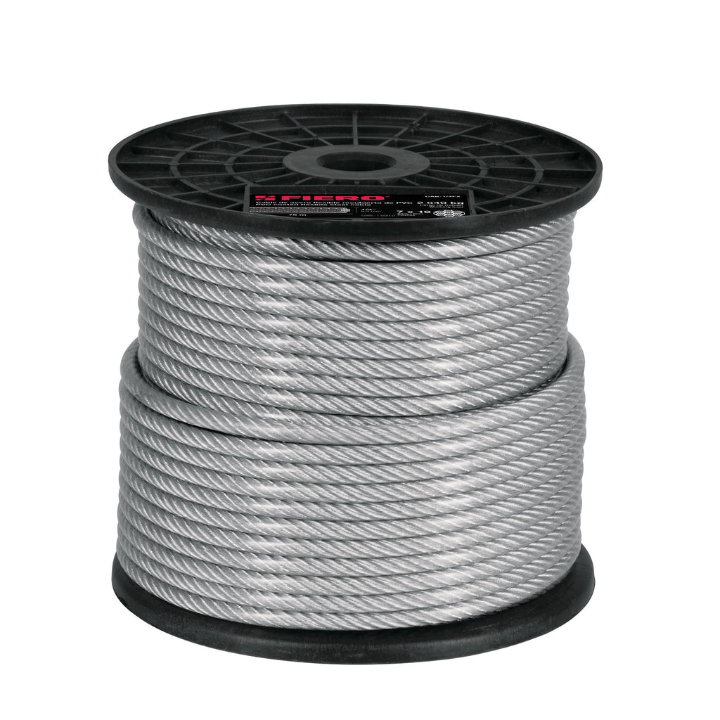 Fiero CAB-1/4FX Cable flexible 1/4' acero 7x19 recubierto PVC, 75 m