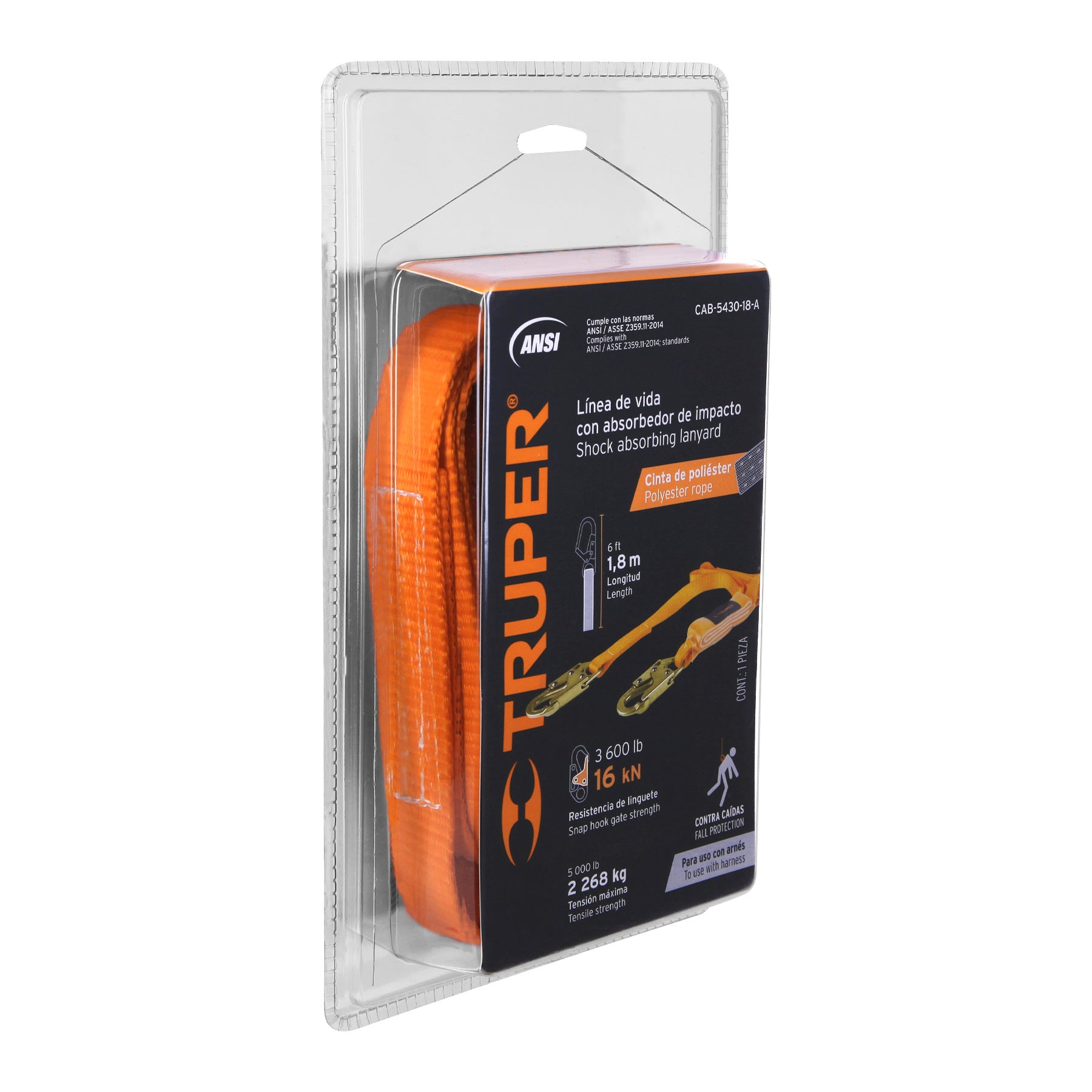 CAB-5430-18-A Línea de vida con absorbedor de impacto, 1.8 m, ANSI