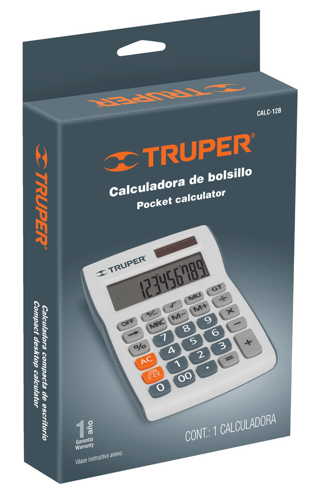 Truper CALC-12B Calculadora de bolsillo
