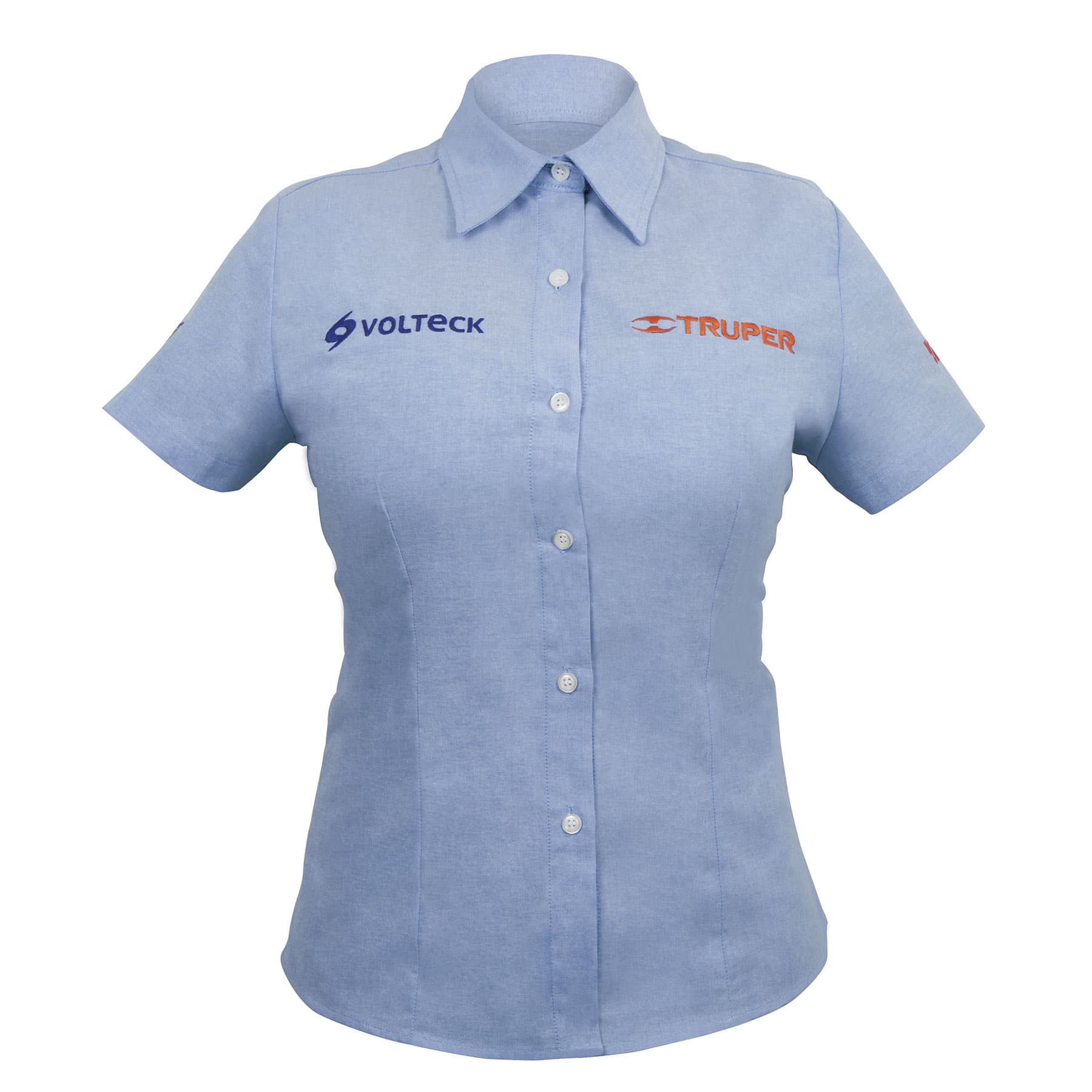Truper CAM-AZ-DCM Camisa azul para dama, manga corta, talla mediana