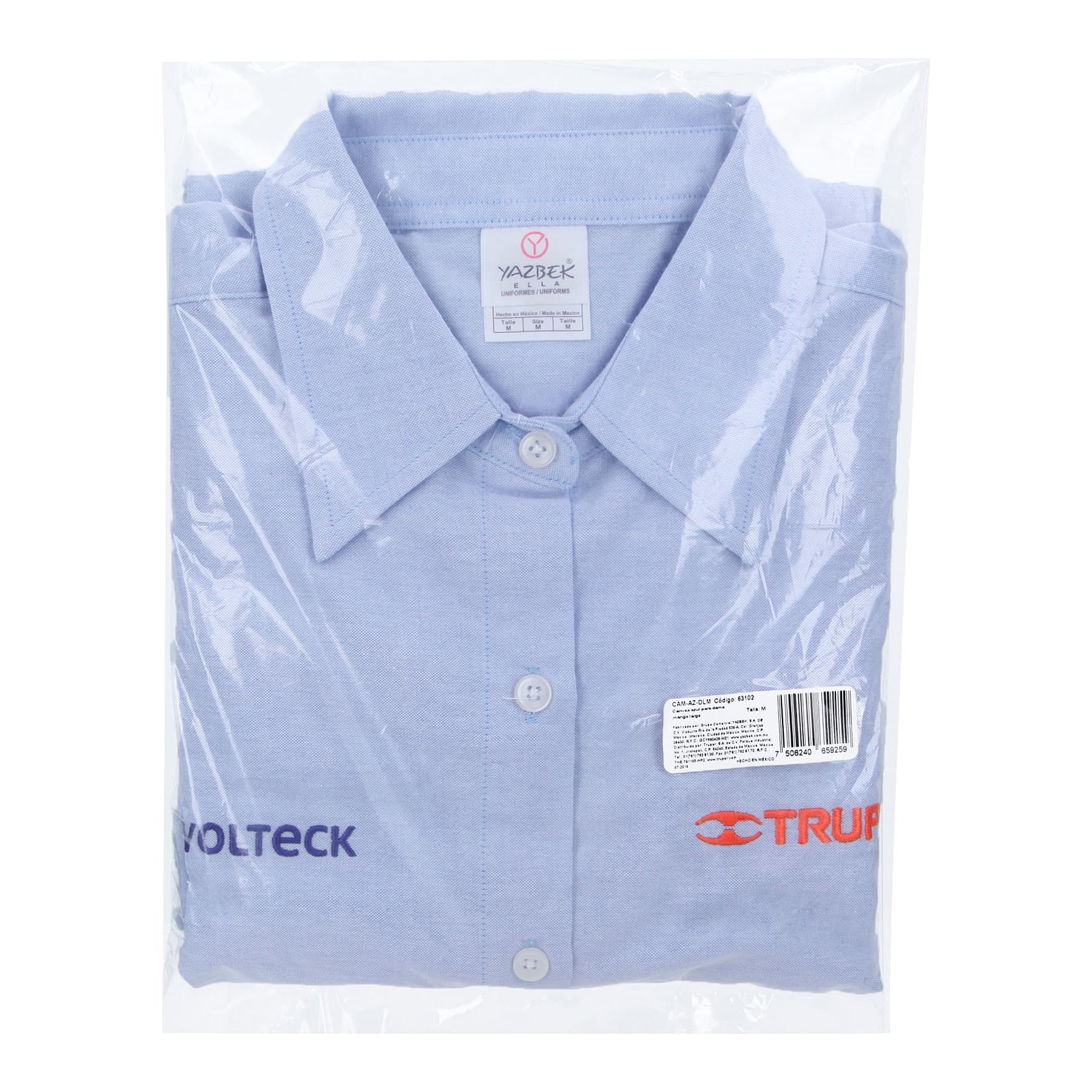 Truper CAM-AZ-DLM Camisa azul para dama, manga larga, talla mediana