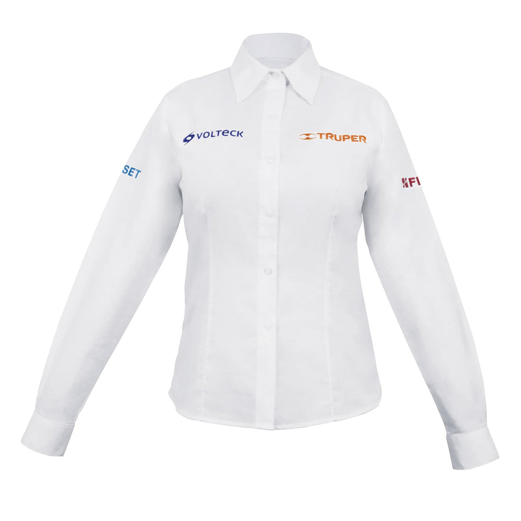 Truper CAM-BCO-DLM Camisa blanca para dama, manga larga, talla mediana