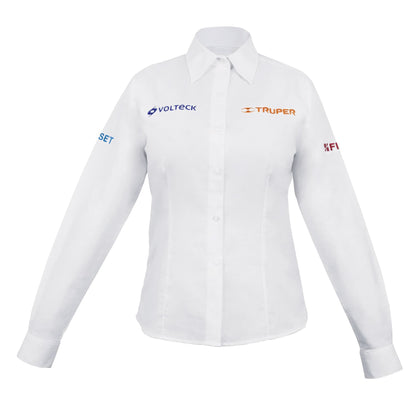 Truper CAM-BCO-DLM Camisa blanca para dama, manga larga, talla mediana