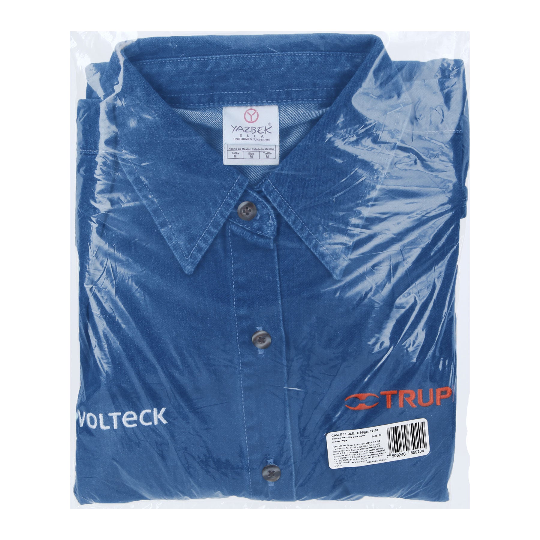 Truper CAM-MEZ-DLM Camisa de mezclilla para dama, manga larga, talla mediana