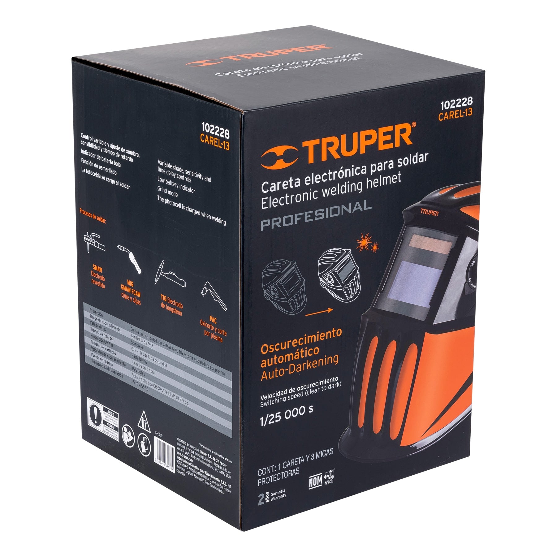 Truper CAREL-13 Careta electrónica para soldar, sombra 9-13