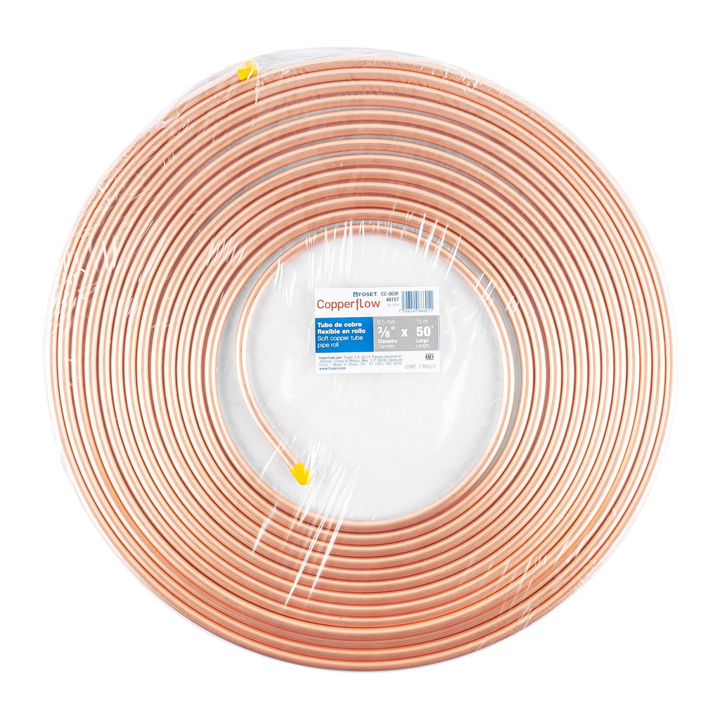 Foset CC-003F Tubo de cobre flexible, 3/8', rollo de 15 metros