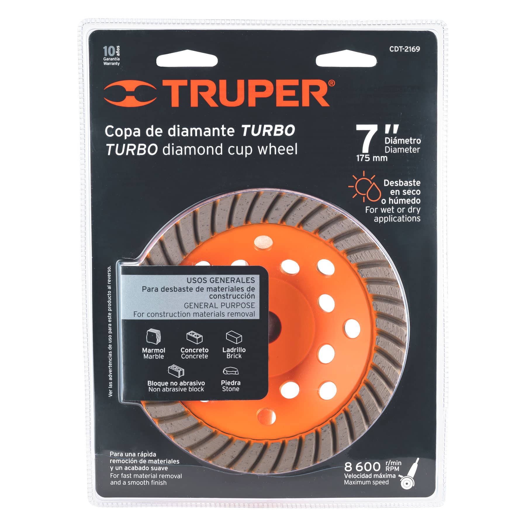 Truper CDT-2169 Copa de diamante turbo 7',usos generales