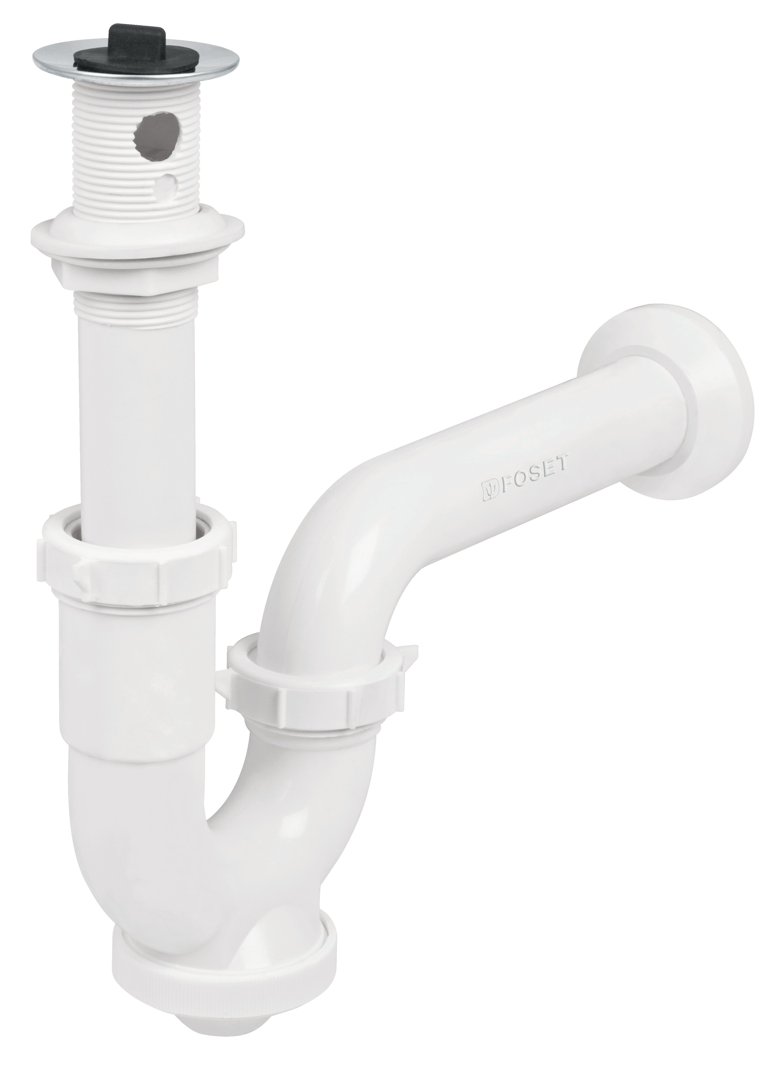 Foset CE-234 Céspol rígido para lavabo con contra, polipropileno, 1-1/4'