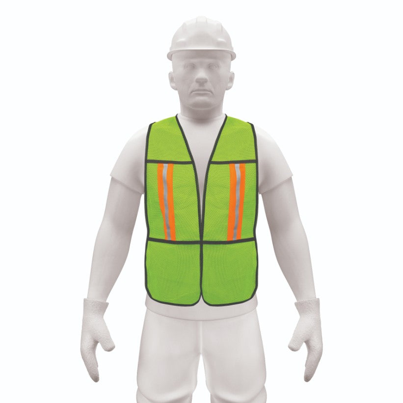 CHS-200V Chaleco de seguridad con cintas reflejantes, verde, Pretul