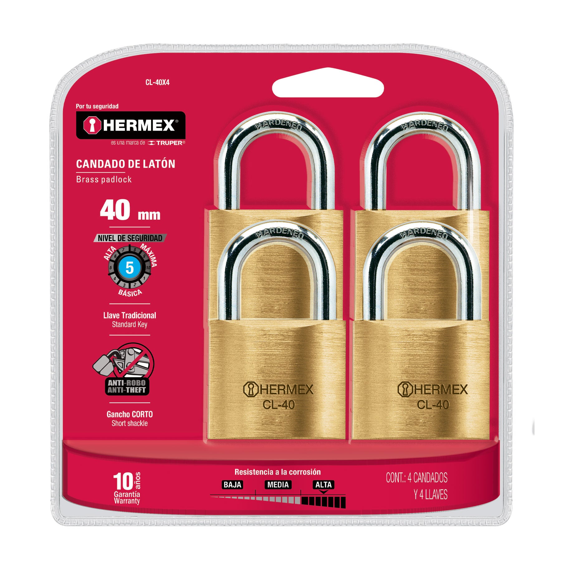Master Lock 5KA A389 Padlock, 2 In W Body, Key No: A389, Keyed Alike Key, Open Shackle, 3/8 In
