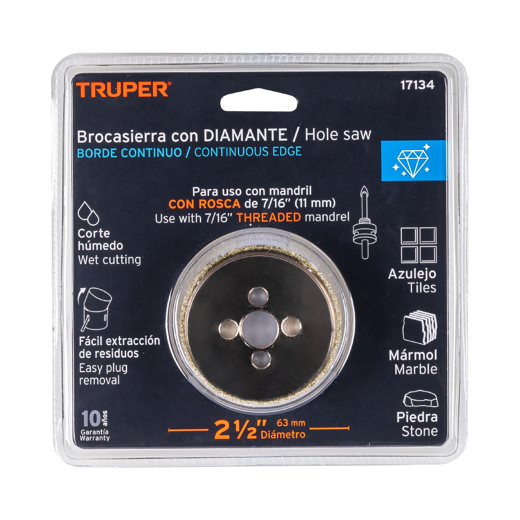 Truper COAZ-2-1/2 Brocasierra diamante 2-1/2' borde continuo