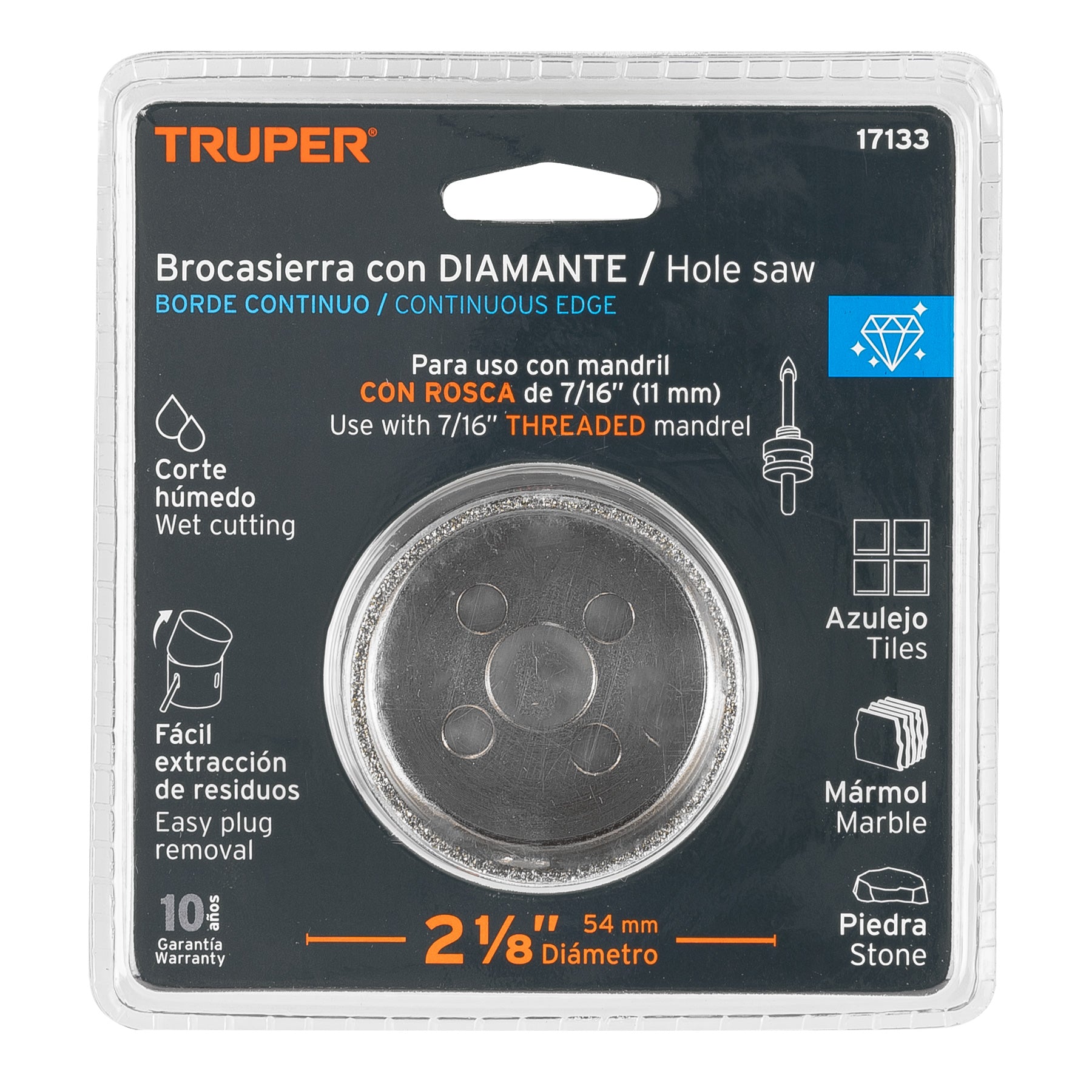 Truper COAZ-2-1/8 Brocasierra diamante 2-1/8' borde continuo