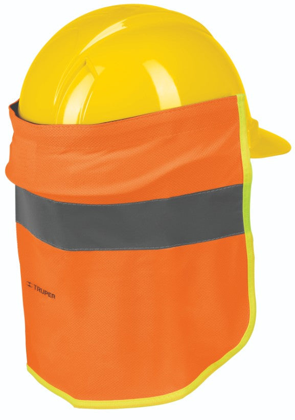 Truper CUNU-N Cubrenuca para casco, naranja con reflejante, 30 cm