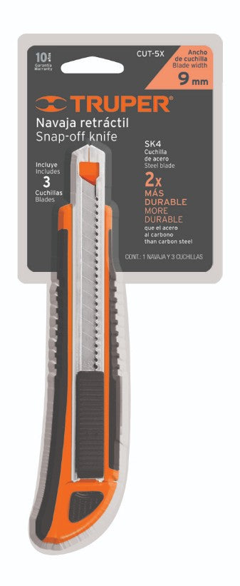 Truper CUT-5X Cutter profesional con alma metálica y grip, 9 mm