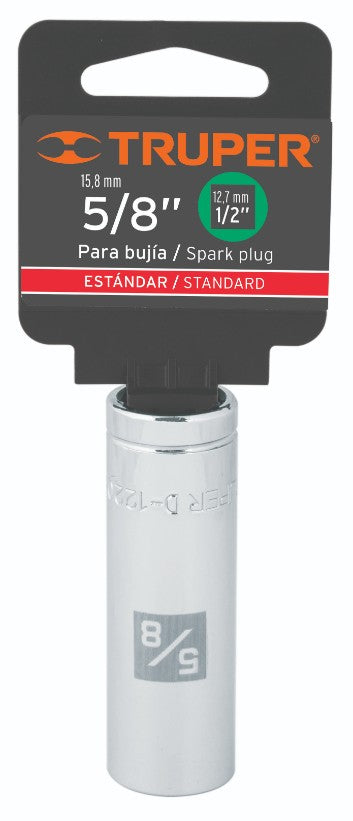 Truper D-1220-50L Dado de 6 puntas largo para bujía cuadro 1/2' standard 5/8'