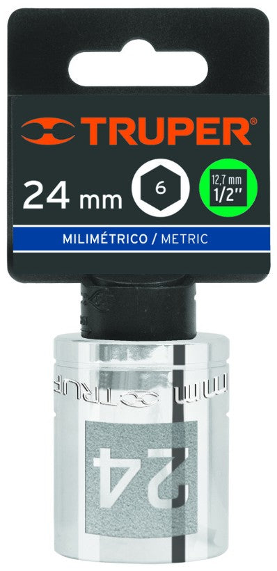 Truper D-1224-M Dado de 6 puntas, cuadro 1/2' de 24mm