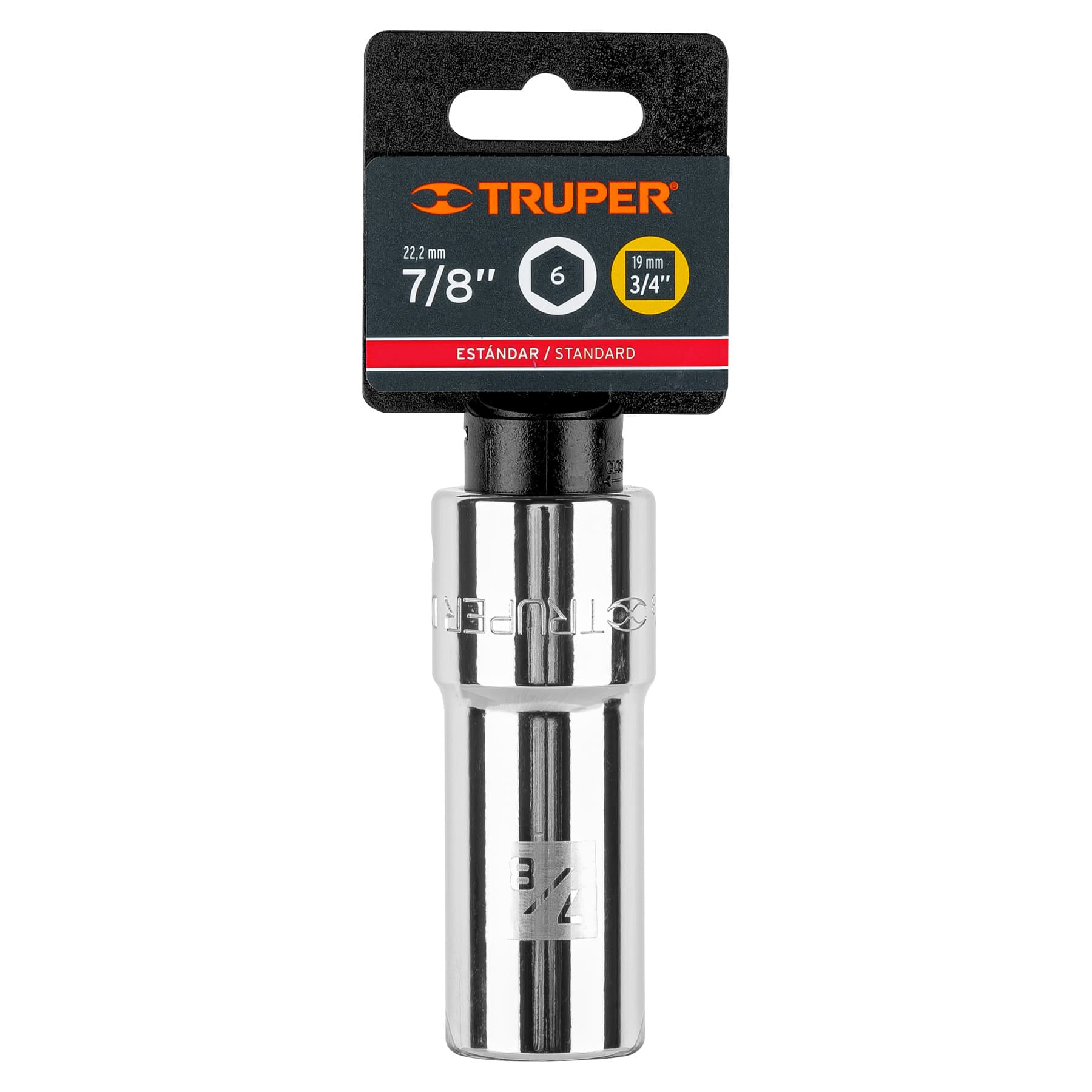 Truper D-3428-HL Dado largo de 7/8', 6 puntas, cuadro 3/4'