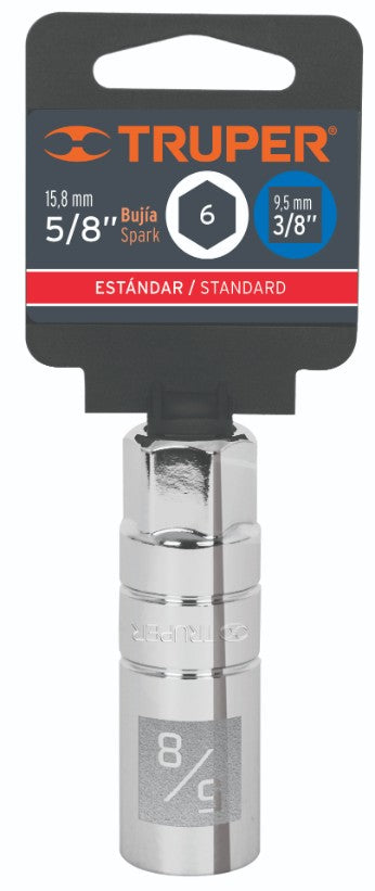 Truper D-3820-B Dado de 6 puntas de 5/8' para bujías, cuadro 3/8'