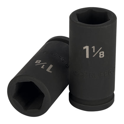 Truper D-7518-L Dado largo de impacto de 1-1/8', 6 puntas, cuadro 3/4'