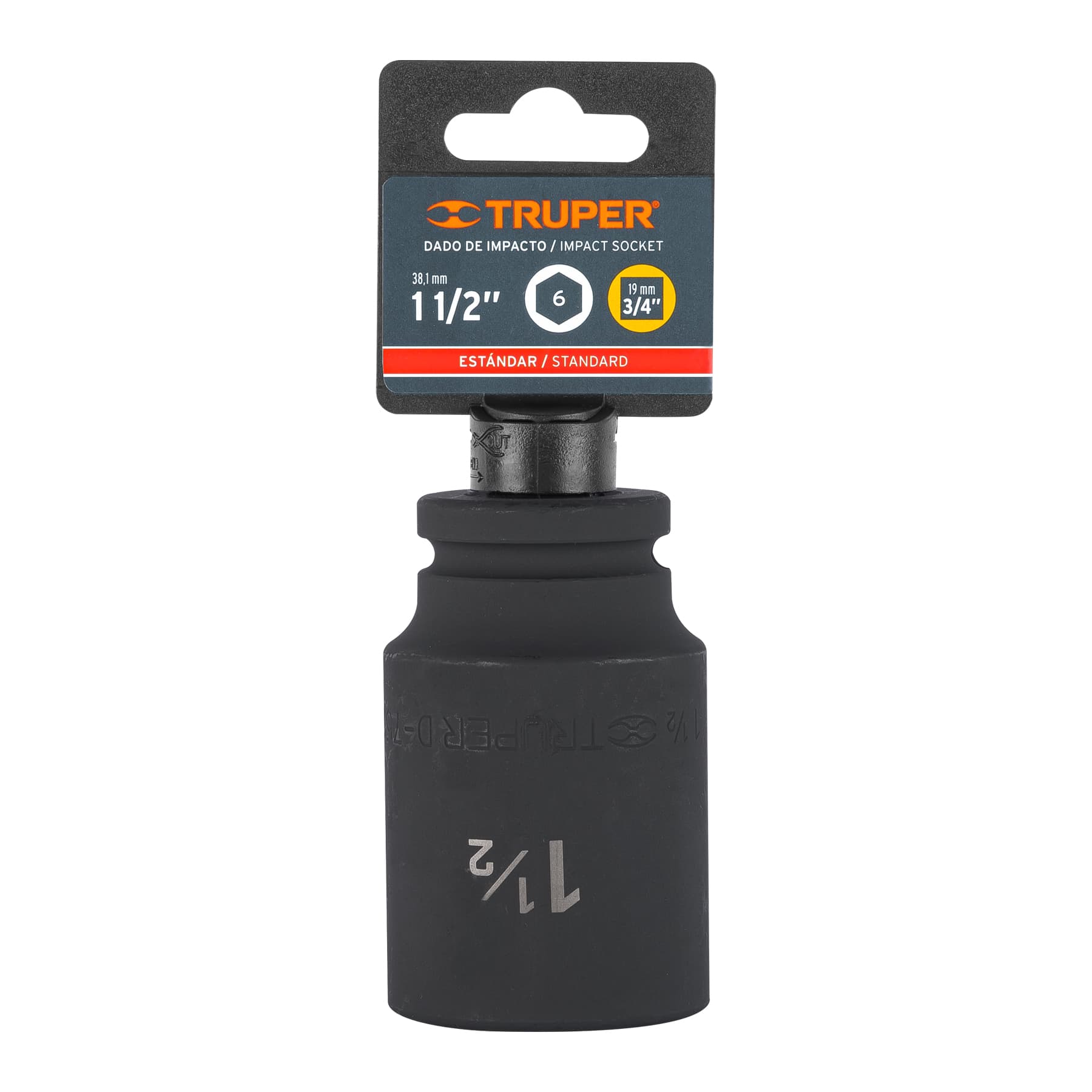Truper D-7524-L Dado largo de impacto de 1-1/2', 6 puntas, cuadro 3/4'