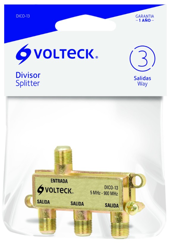 Volteck DICO-13 Divisor coaxial de 1 entrada y 3 salidas