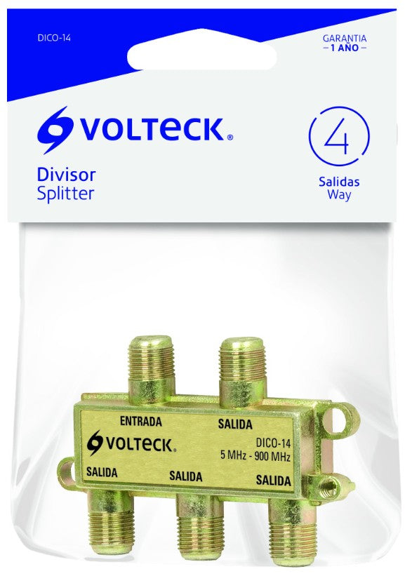 Volteck DICO-14 Divisor coaxial de 1 entrada y 4 salidas