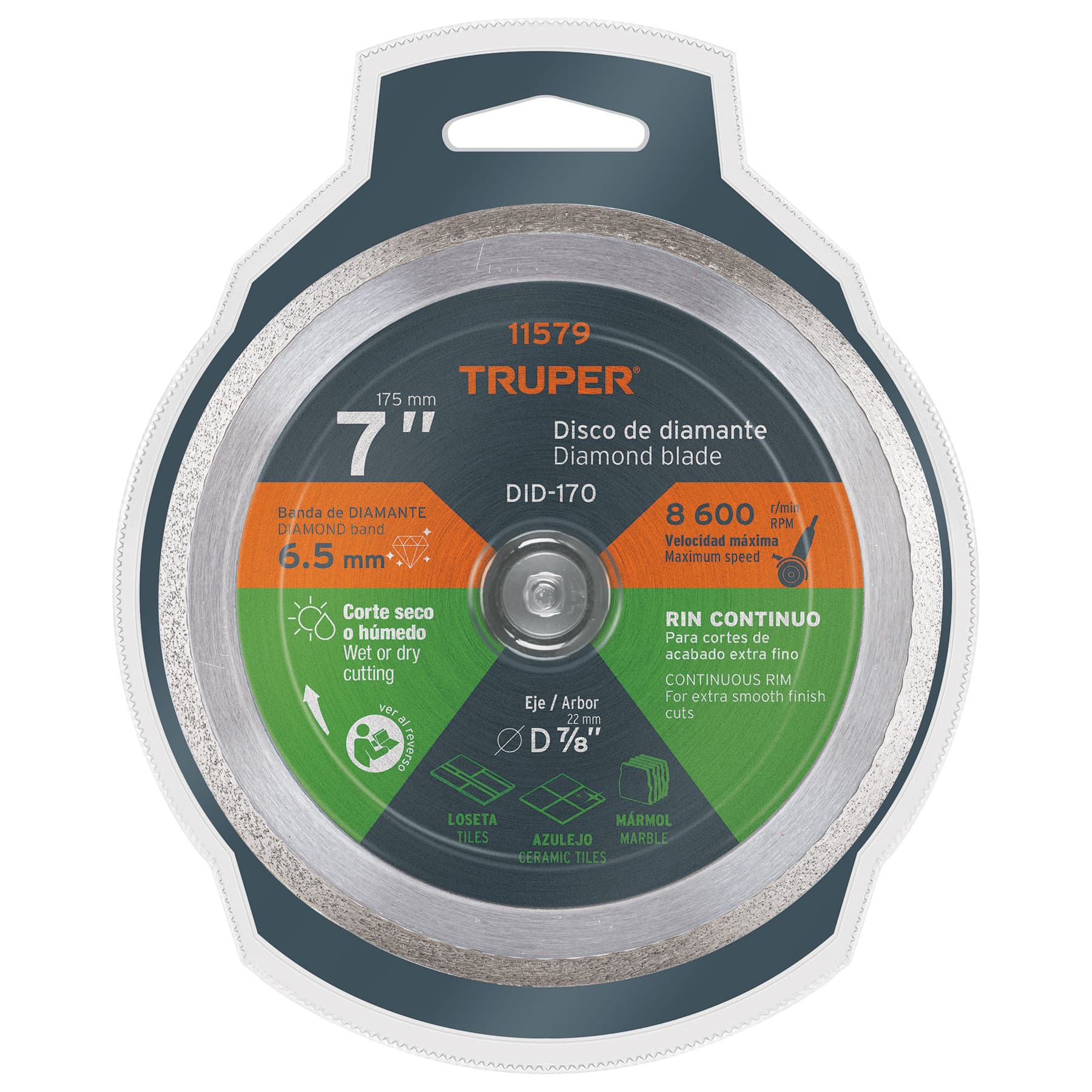 Truper DID-170 Disco de diamante de 7' x 2.2 mm rin continuo