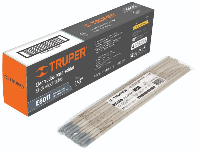 Truper E6011-4 Electrodo 6011 de 1/8', bolsa de 1 kg