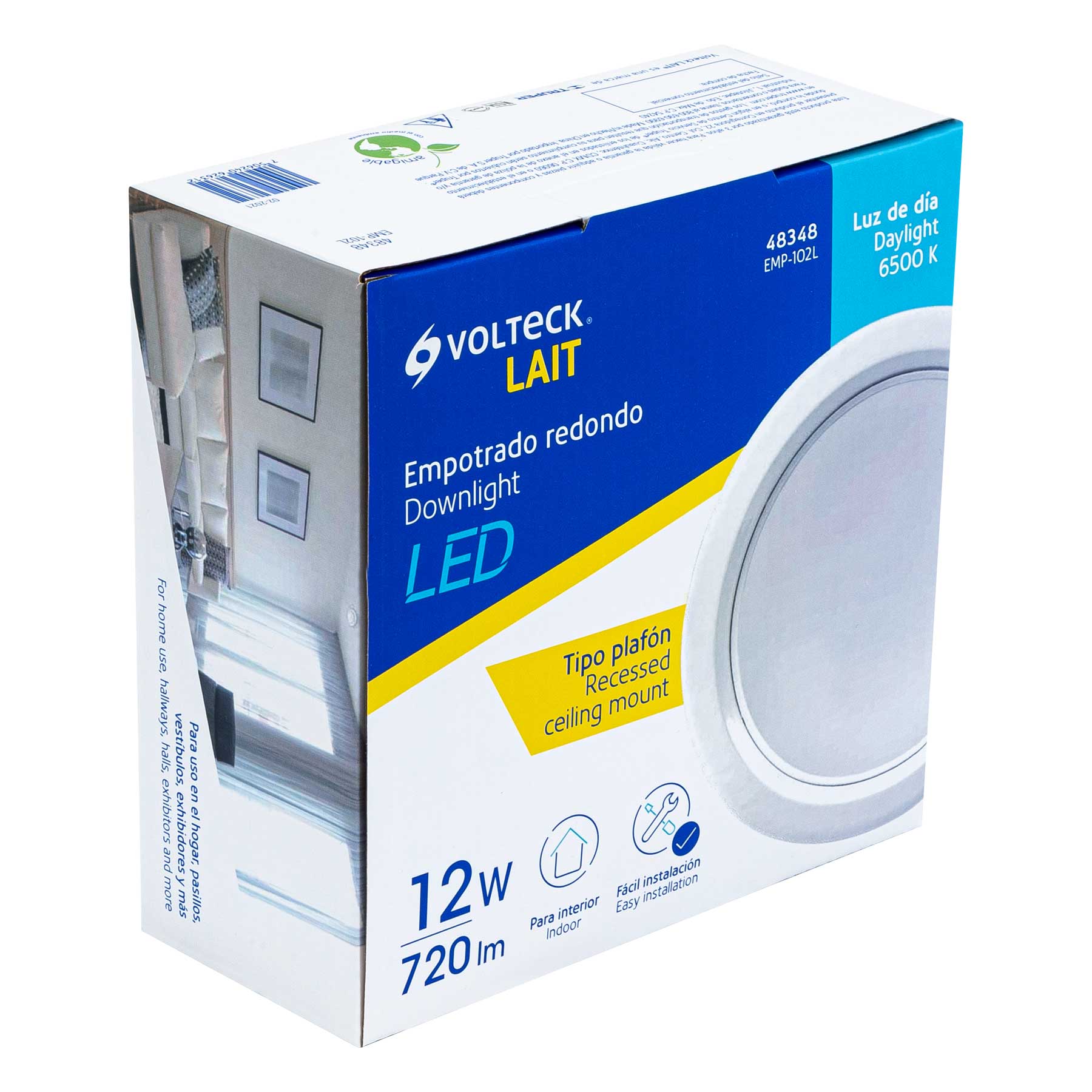 Volteck EMP-102L Luminario empotrado redondo de LED, 12 W