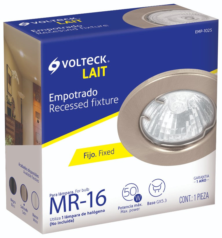 Volteck EMP-102S Luminario empotrable, spot fijo 50 W, satín