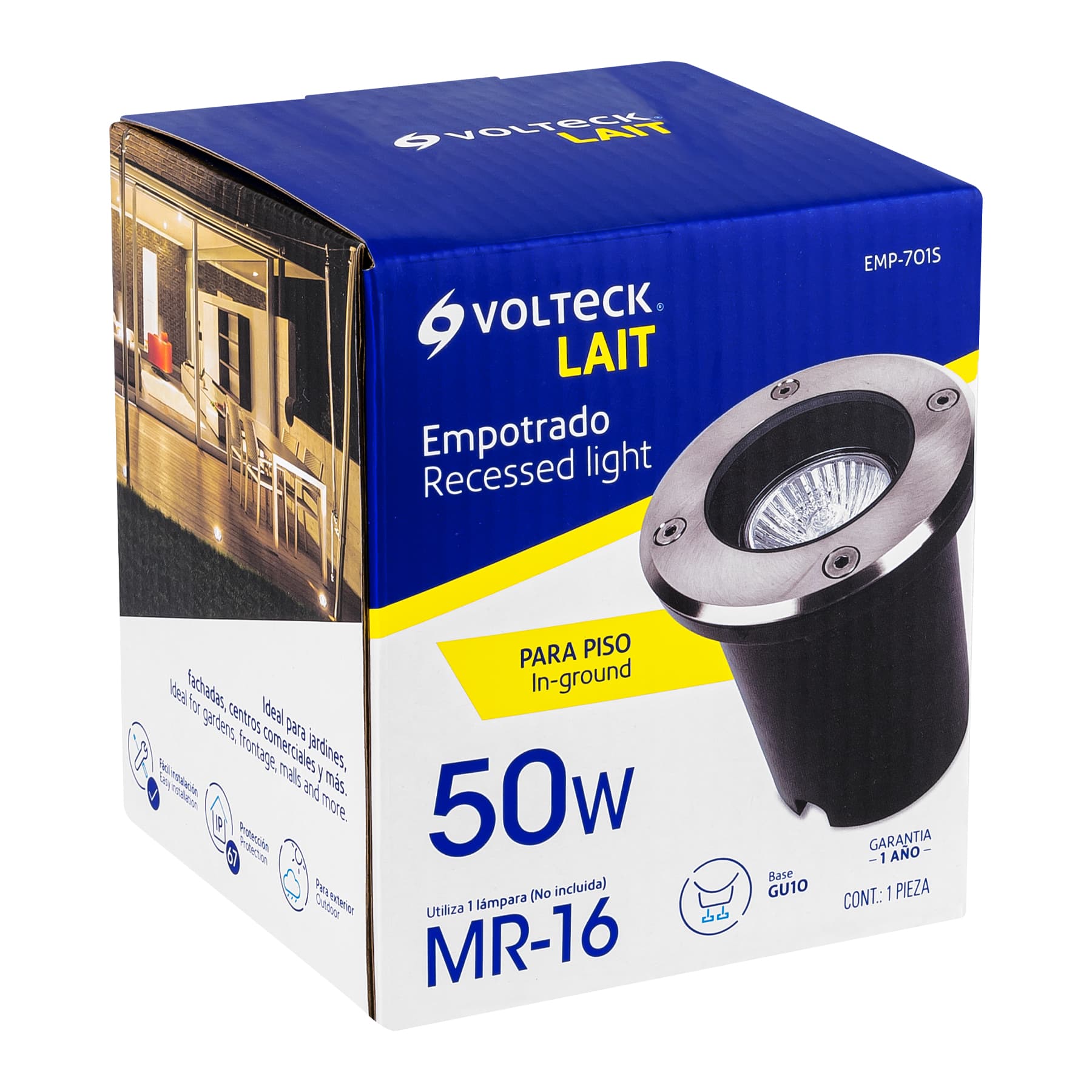 Volteck EMP-701S Luminario para exterior empotrado en piso para MR16 GU5.3