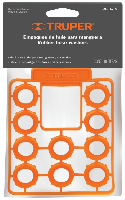 Truper EMP-MA10 Empaques de hule para manguera, medida standard, 10 piezas