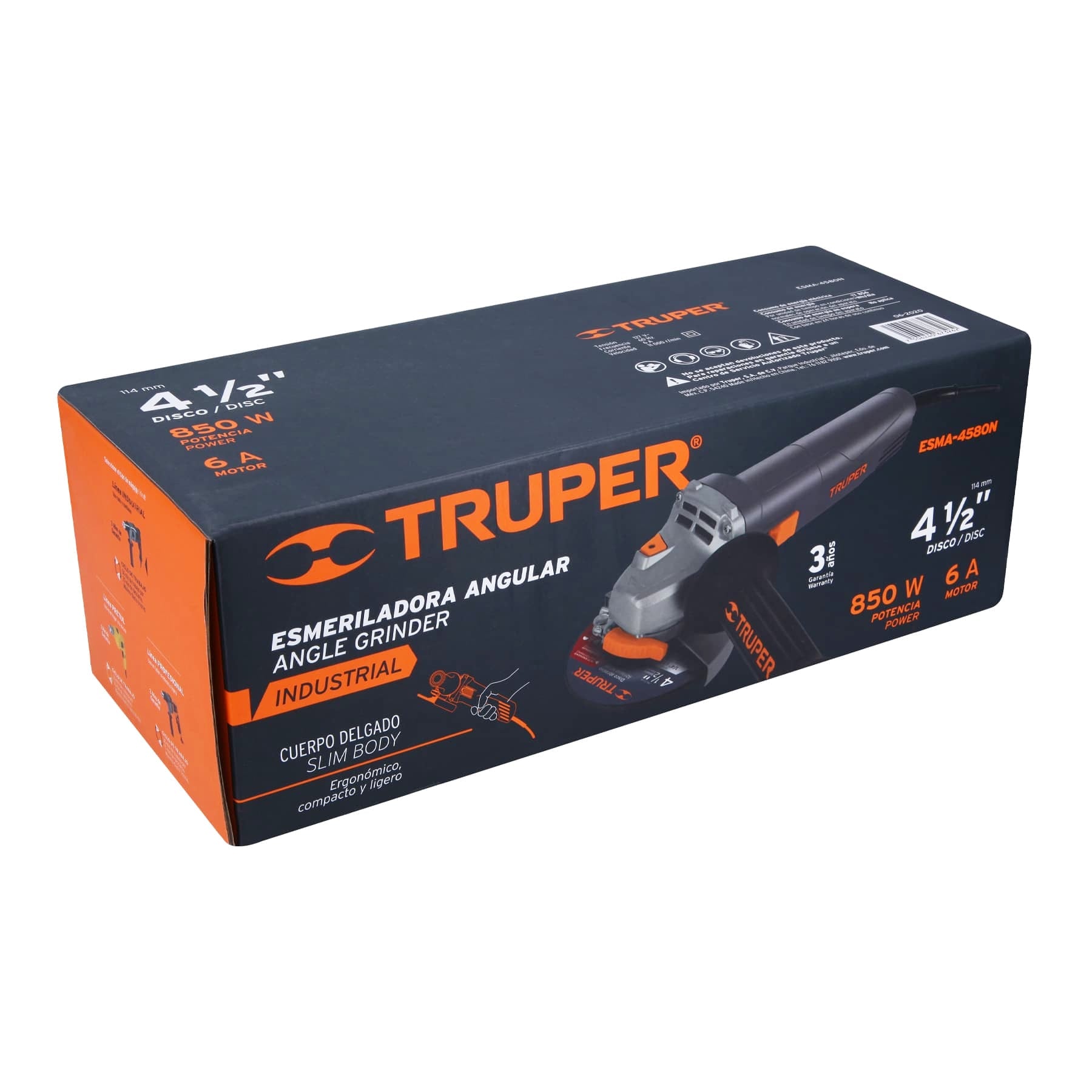 Expert ESMA-4580N Esmeriladora angular 4-1/2', industrial, 850 W