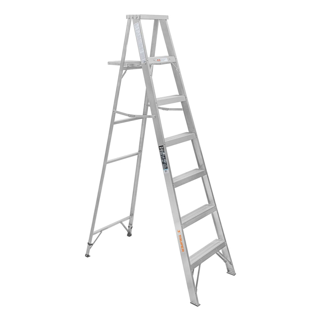 Escalera de tijera Truper ESTA-36 | Aluminio, 6 peldaños con bandeja