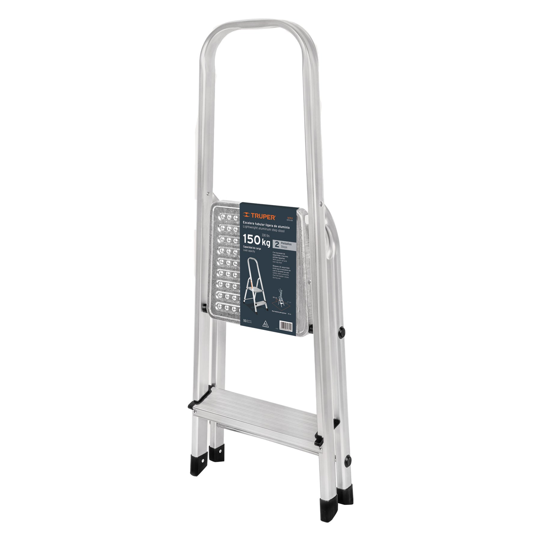 Truper ESTU-2A Escalera tubular plegable aluminio 2 peldaños | Ferrenacional