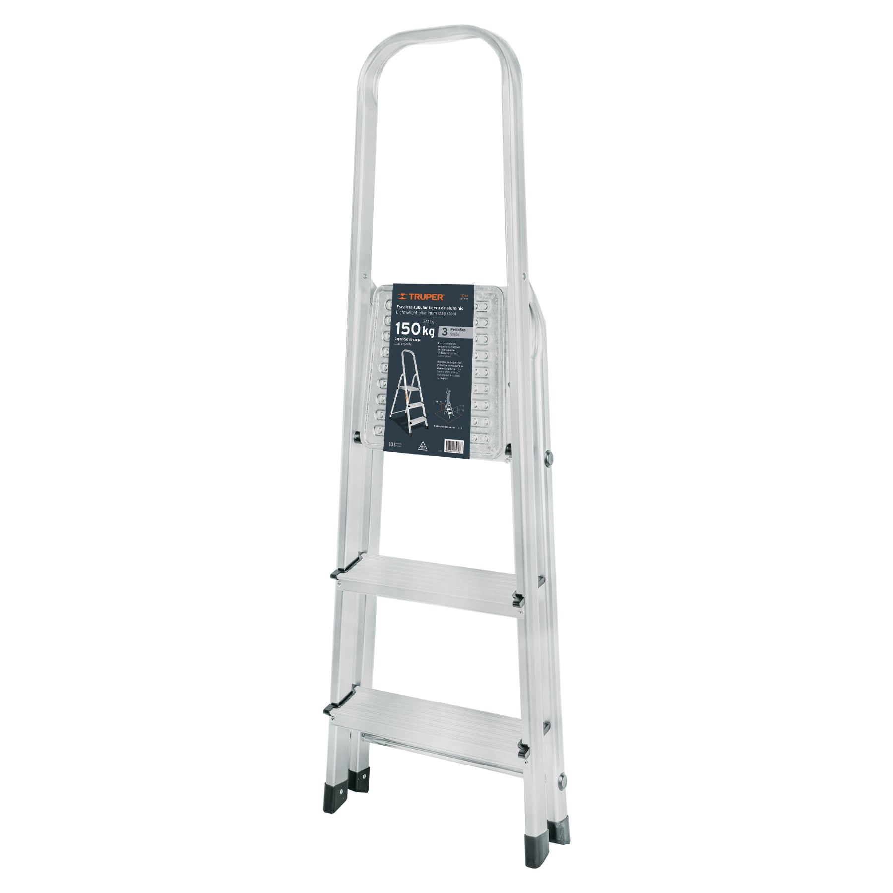 Truper ESTU-3A Escalera tubular plegable aluminio 3 peldaños | Ferrenacional
