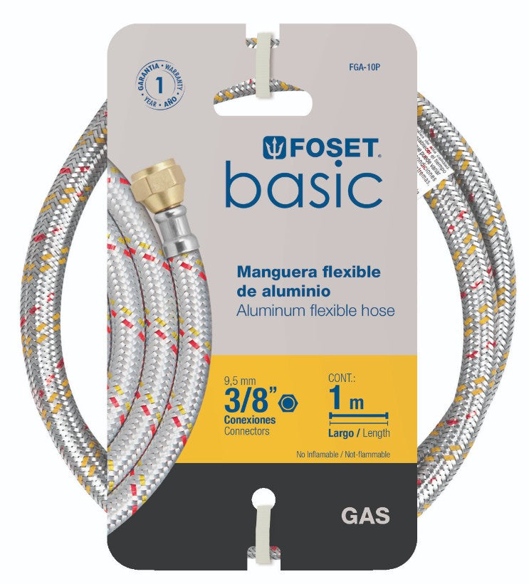 Foset FGA-10P Manguera para gas, aluminio, 3/8' X 100 cm, Foset Basic
