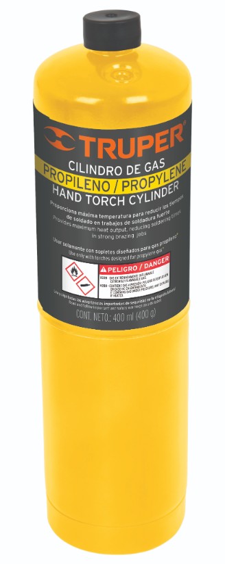 Truper GAS-400N Cilindro de gas propileno de 400g, amarillo