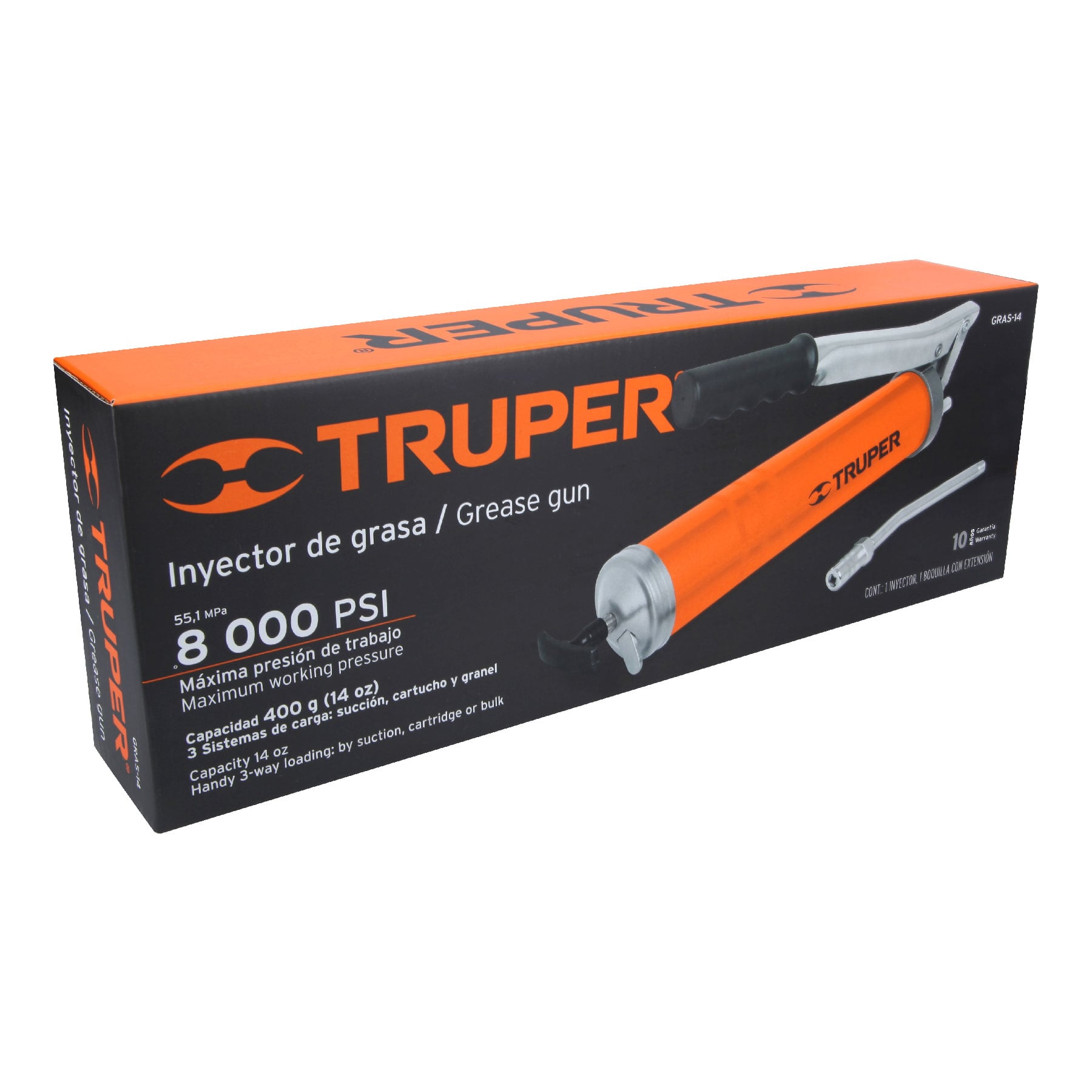 Truper GRAS-14 Grasera industrial con grip antiderrapante,14oz, 8000 psi