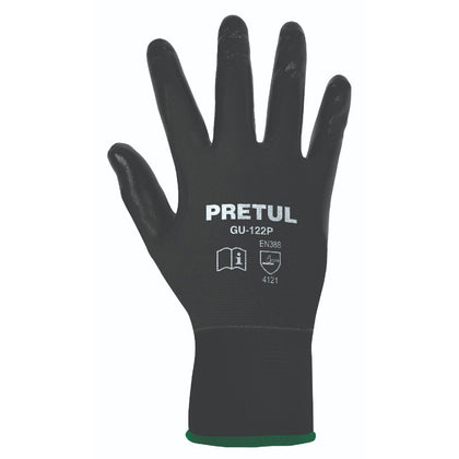 GU-122P Guantes de nylon recubiertos de nitrilo, medianos,Pretul